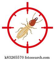 טרמיט, איקון, אדום, target., חרק, הדברת מזיקים, חתום