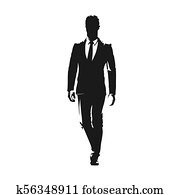 若者 中に ジャケット ジーンズ そして スニーカー 歩くこと 黒 シルエット 隔離された 白 バックグラウンド 側 ビュー モノクローム ベクトル イラスト の 人 取得 A Walk 概念 クリップアート K Fotosearch