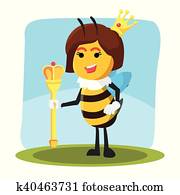 abeja de reina, vector, ilustración