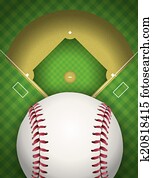 Baseball and Baseball Field Illustration Baseball and Baseball Field Illustration