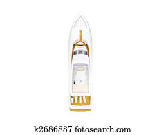 Big yacht isolated top view