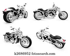 Collection of bikes isolated views Collection of bikes isolated views