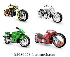 Collection of bikes isolated views Collection of bikes isolated views