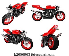 Collection of bikes isolated views Collection of bikes isolated views