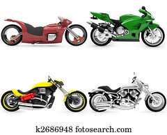 Collection of bikes isolated views Collection of bikes isolated views