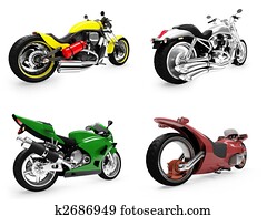 Collection of bikes isolated views Collection of bikes isolated views