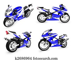 Collection of bikes isolated views Collection of bikes isolated views