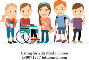 Disabled or handicapped children with friends Disabled or handicapped children with friends