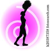 funky, cheerleader, silueta