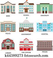 Government building colored icons