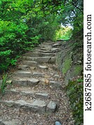 Long stretch of stone steps leading into the light