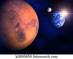 Mars, Earth and the Moon Mars, Earth and the Moon