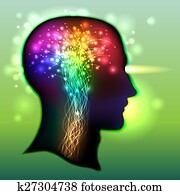 menschengehirn, farbe, von, neurons