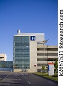 Modern hospital and emergency sign