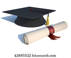 Mortarboard and diploma Mortarboard and diploma