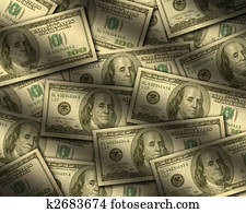 One hundred dollar bills lying flat