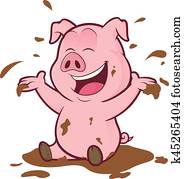 Pig playing in the mud Pig playing in the mud