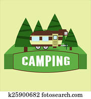 RV camping illustration. Vector RV camping illustration. Vector