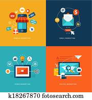 Set of flat design concept icons Set of flat design concept icons