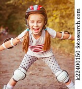 小女孩, 在上, 滚筒滑冰