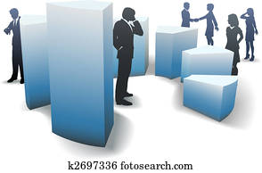 Business people in circular bar graph shapes