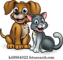 Cartoon Cat and Dog Pets Cartoon Cat and Dog Pets