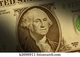 Close-up of George Washington on a one dollar bill