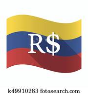 Isolated Venezuela flag with a brazillian real currency sign