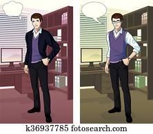 kaukasisches, geschäftsmann, in, büro- innere