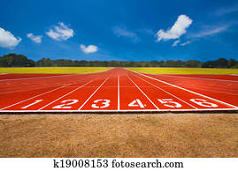 Running track over blue sky 