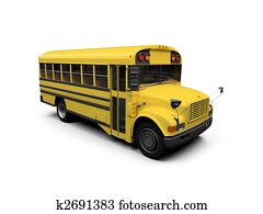 School yellow bus isolated over white School yellow bus isolated over white