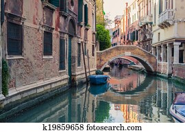 Venice canal with gondolas Venice canal with gondolas