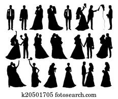big set of bride and groom silhouettes big set of bride and groom silhouettes