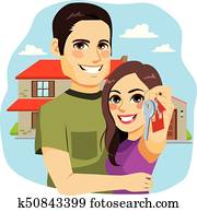 Couple Holding Keys