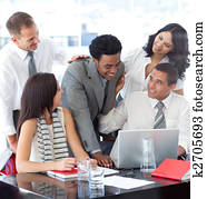 framgångsrik, affärsverksamhet lag, arbeta, in, kontor