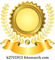 Golden award with ribbon (vector) Golden award with ribbon (vector)