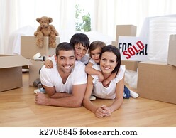 Happy family after buying new house