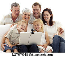 Happy family in a videoconference Happy family in a videoconference