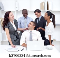 International businessteam working and having fun