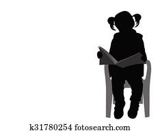 liten flicka, läsning en boka