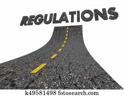 Reguations Government Regulated Rules Road Word 3d Illustration Reguations Government Regulated Rules Road Word 3d Illustration