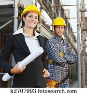 trabalhador construção, e, arquiteta