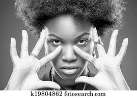 Black woman with afro hair style Black woman with afro hair style