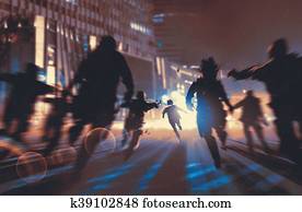 corrida homem, afastado, de, zombies