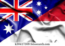 drapeau ondulant, de, indonésie, et, australie
