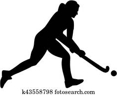 Female field hockey player silhouette Female field hockey player silhouette
