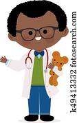 Male pediatrician doctor holding a teddy bear.