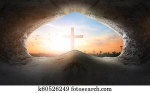 mundo, corazón, día, concept:, en forma de corazón, vacío, tumba, de, jesucristo