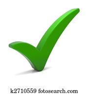 verde, marca de verificación
