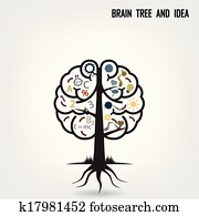 kreativ, gehirn, baum, form, zeichen